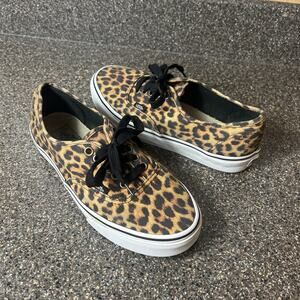 Vans Skater Shoes Canvas Cheetah Print Womens 8 Sneaker Lace Up Low Top Mens 6.5